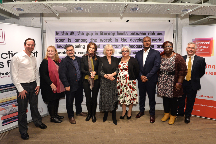 The Queen Consort with Book Trust supporters, including Elif Shafak (fourth from left)