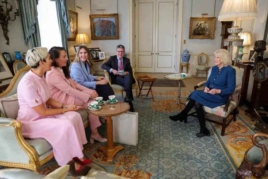 he Queen Consort with Team ExtraOARdinary at Clarence House