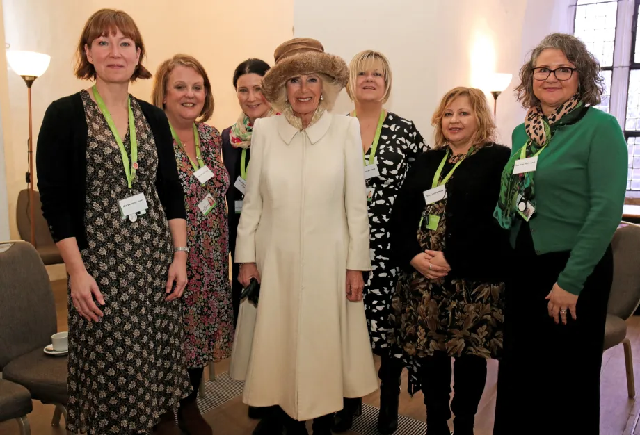The Queen Consort meets some of the locals who took part in the City Status Parade