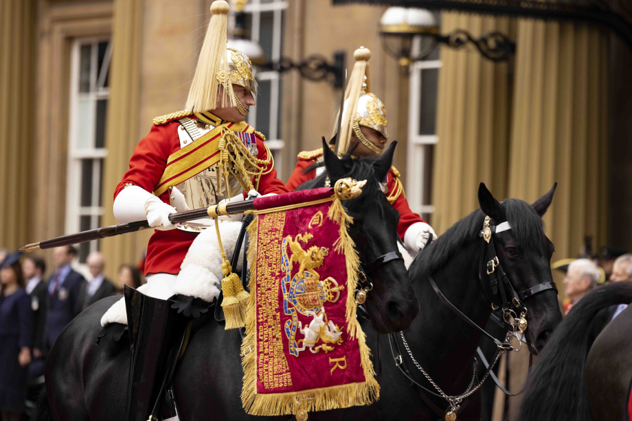 Mounted members of the Household Cavalry at Buckingham Palace