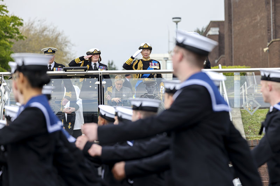 The Princess Royal at the HMS Raleigh Passing out Parade