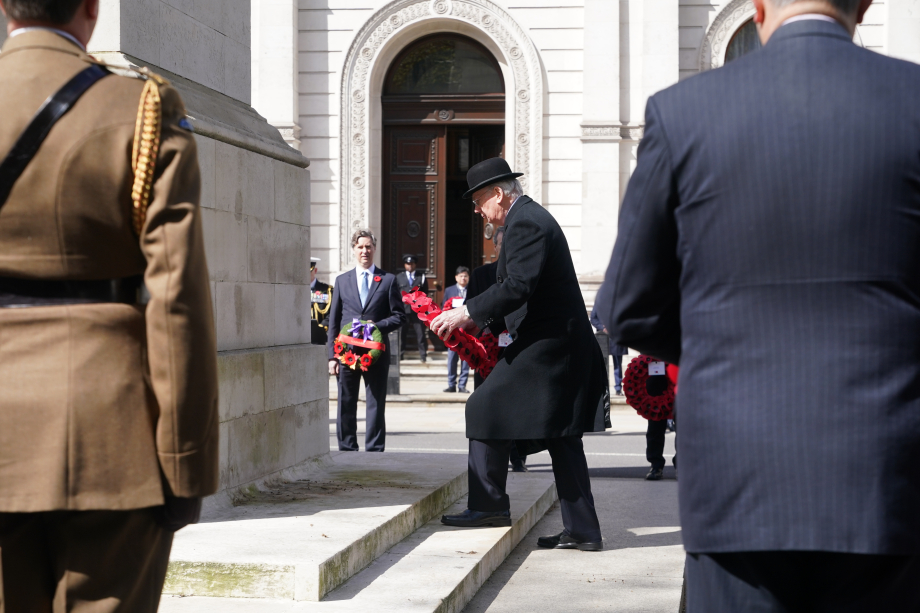 The Duke of Gloucester lays a Wreath at the Cenotaph on Anzac Day