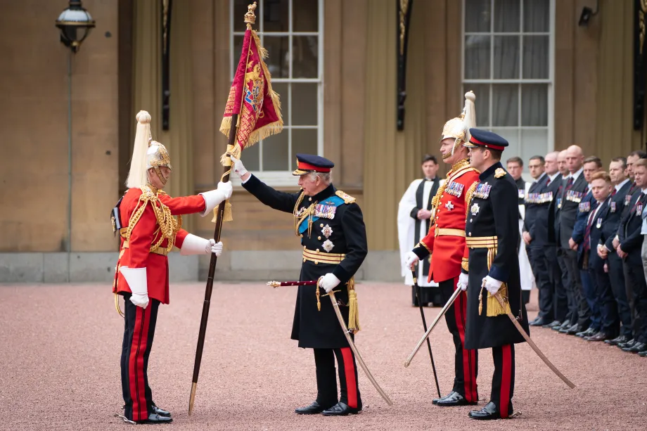 The King presents new Standards and Colours at Buckingham Palace