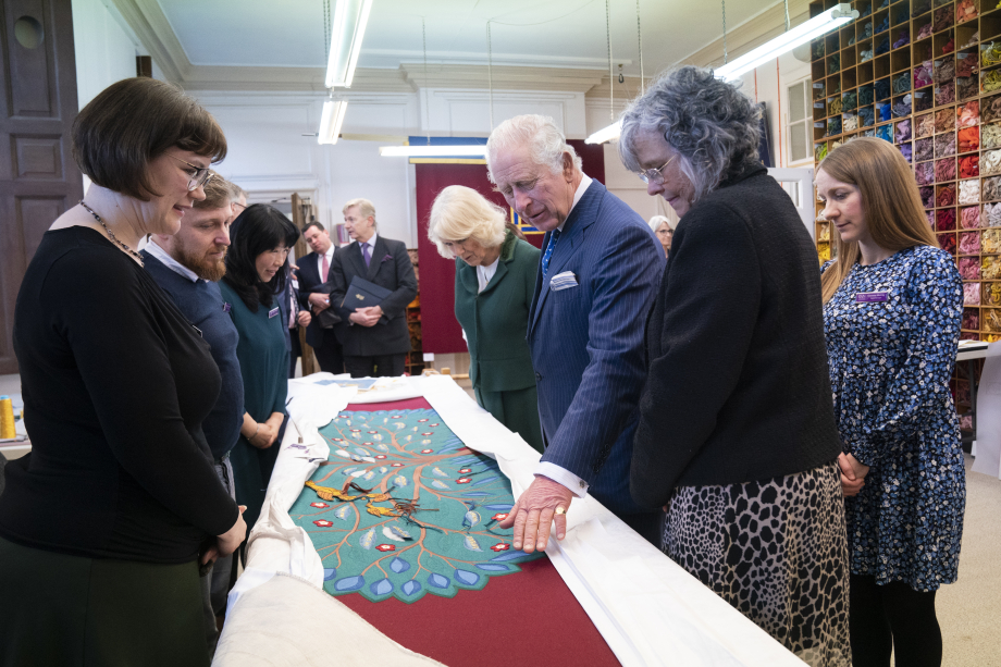 The King and The Queen Consort and the Royal School of Needlework