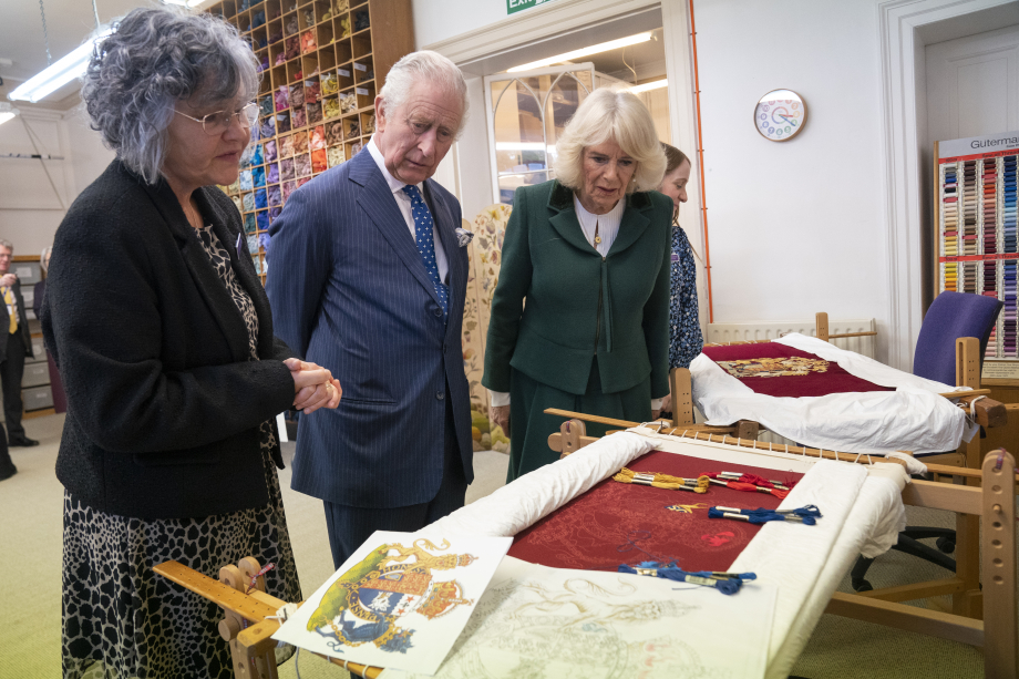 Their Majesties visit the Royal School of Needlework