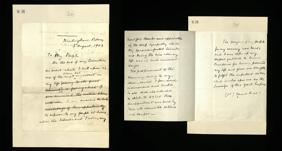 Draft letter from King Edward VII to his people 