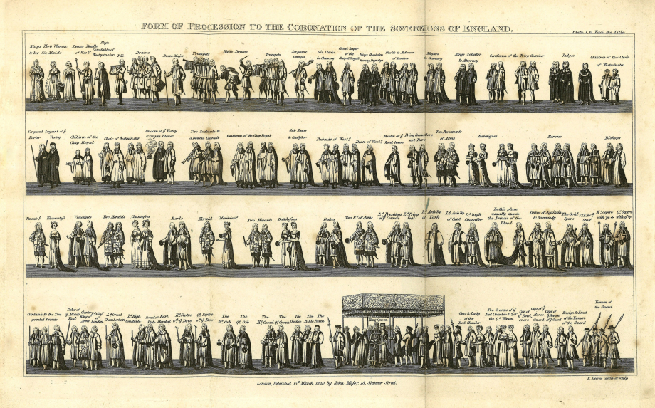 Illustration of 'the procession and ceremonies' relating to the Coronation