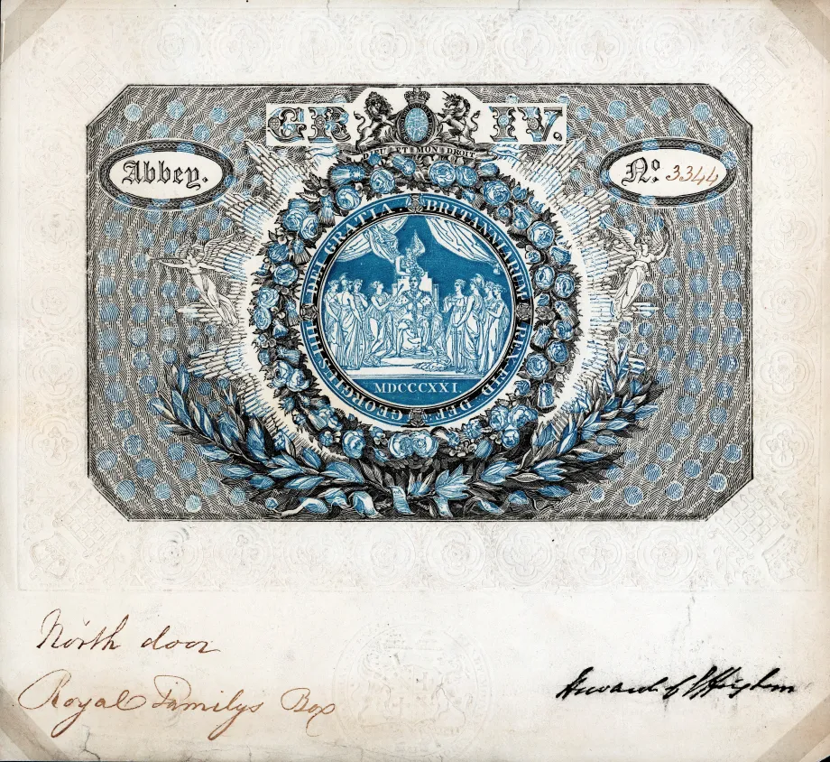 Admission card to the Royal Family’s Box in Westminster Abbey 