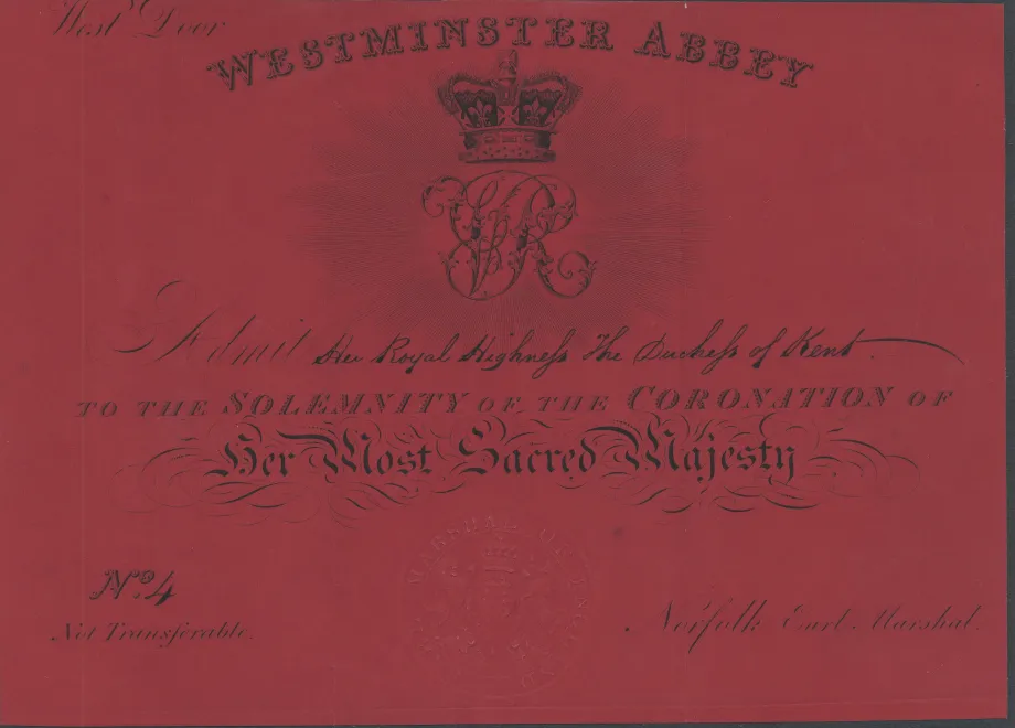 Ticket to Queen Victoria's Coronation