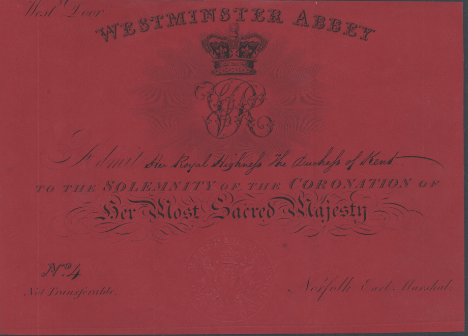 Ticket to Queen Victoria's Coronation