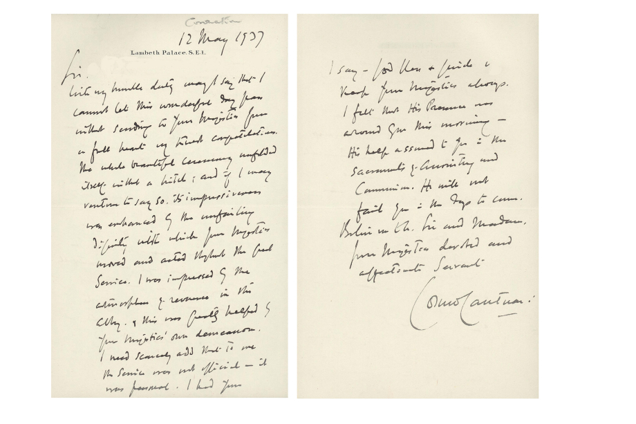 Extracts from a letter from the Archbishop of Canterbury