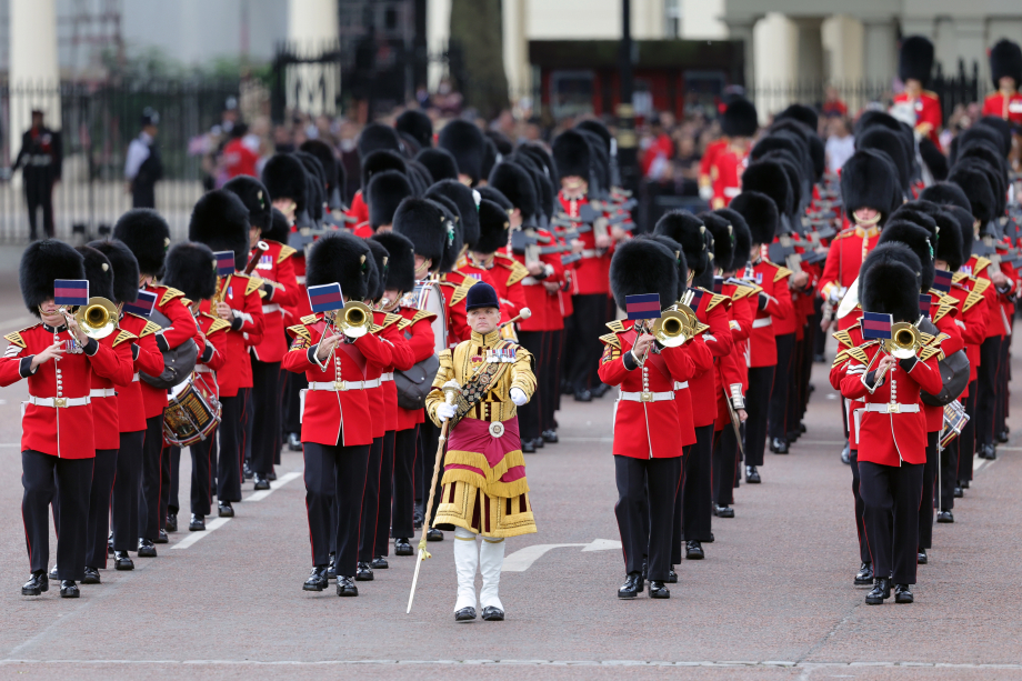 A military band processes down The Mall