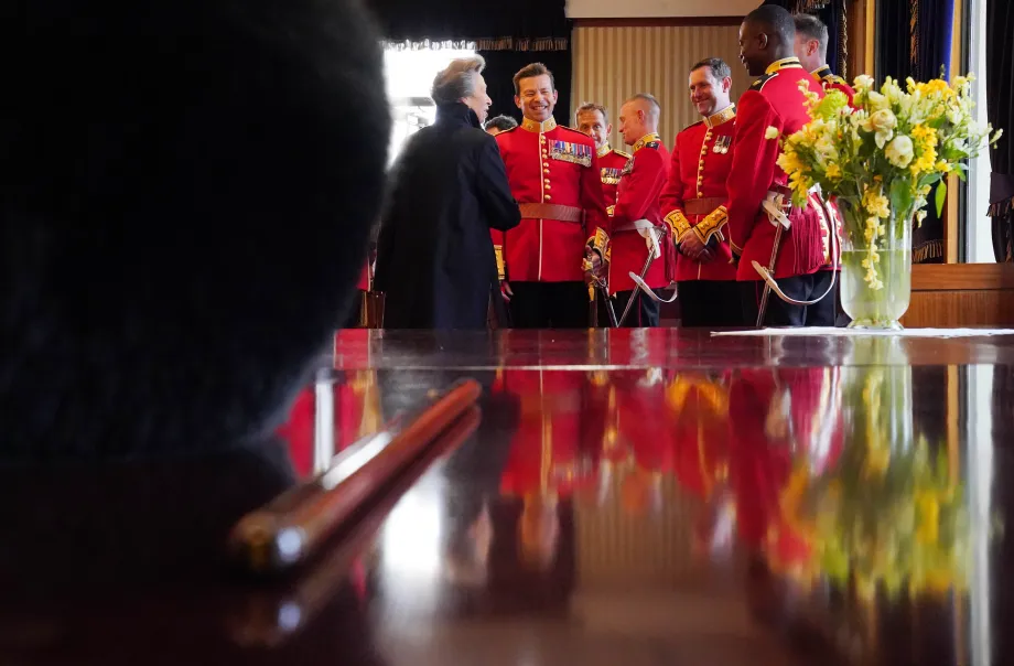 The Princess Royal visits the Household Division at Wellington Barracks