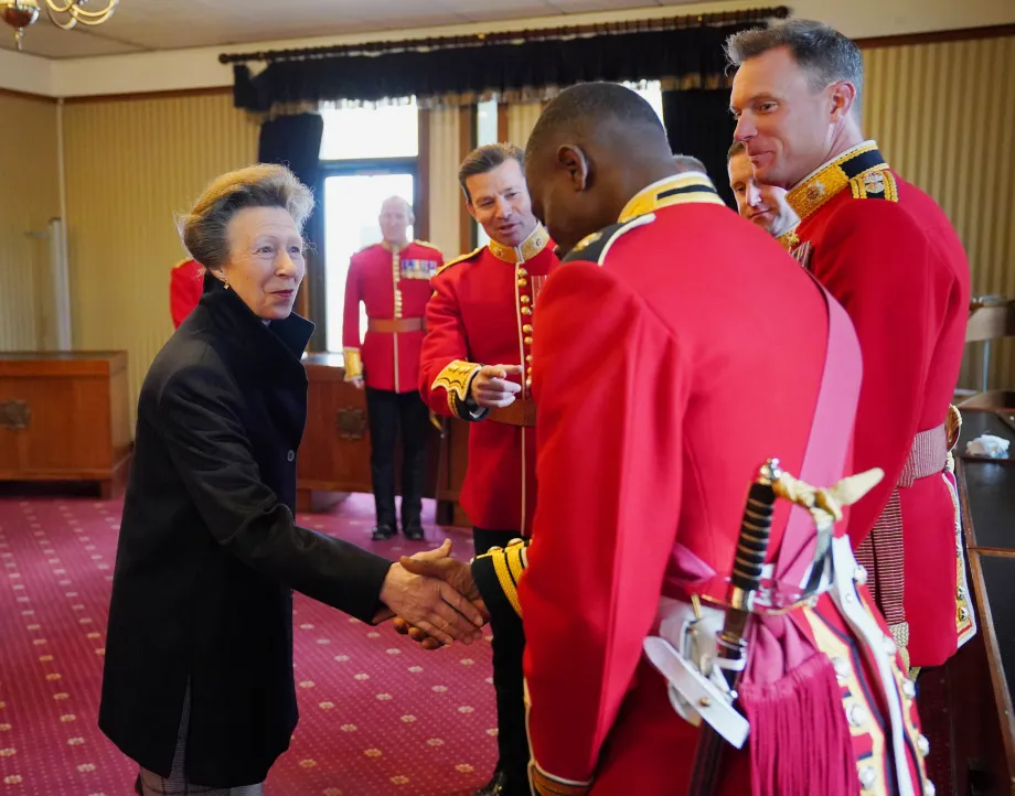 The Princess Royal visits the Household Division at Wellington Barracks