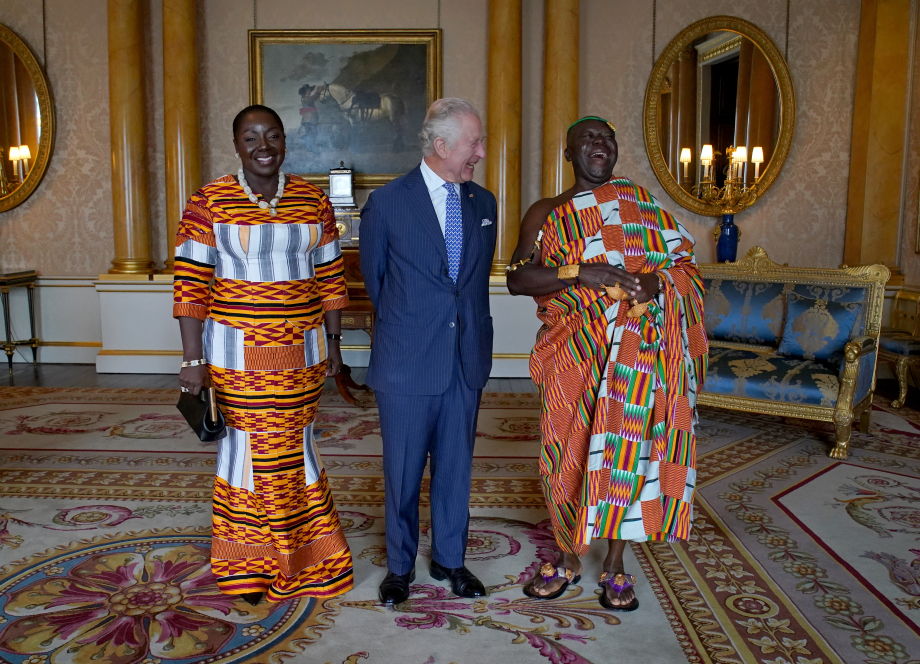 The King receives The King of the Ashanti Kingdom and Lady Julia Osei Tutu