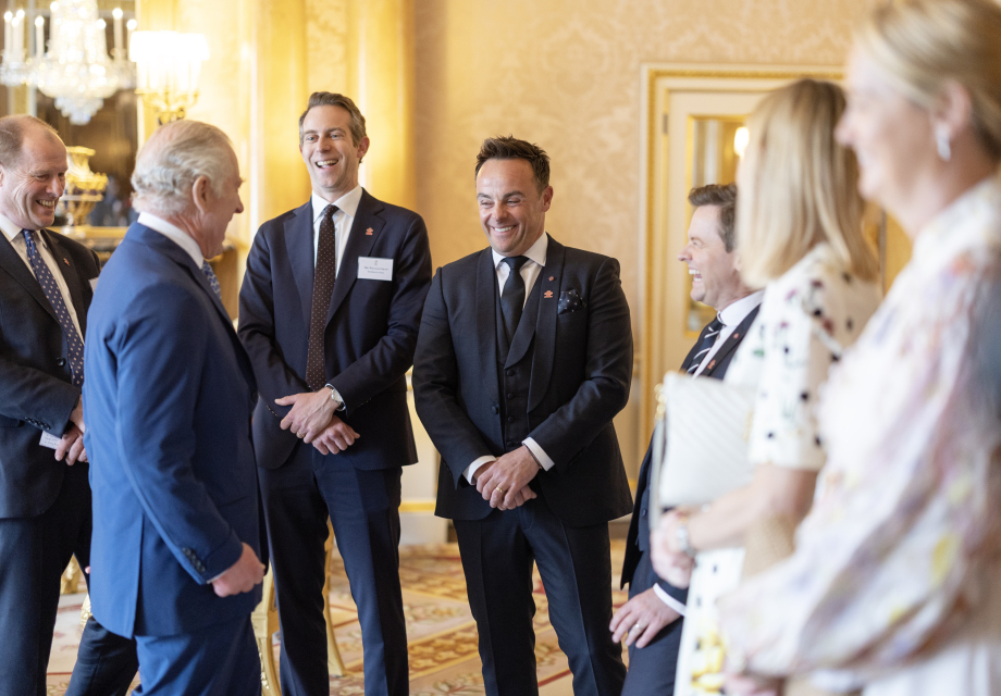 The King speaks to Ant and Dec and The Prince's Trust reception at Buckingham Palace