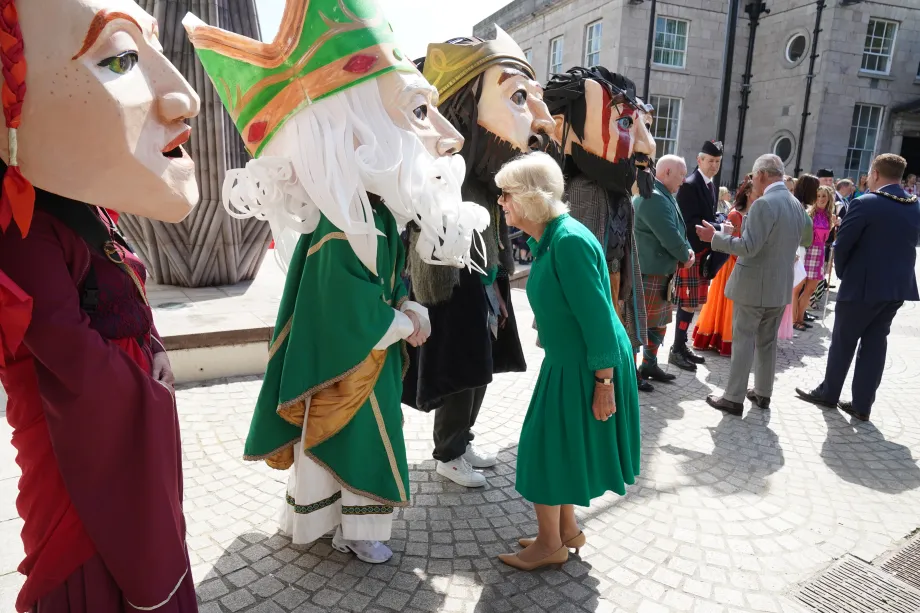 The King and Queen meet characters representing legendary and historical characters associated with Armagh