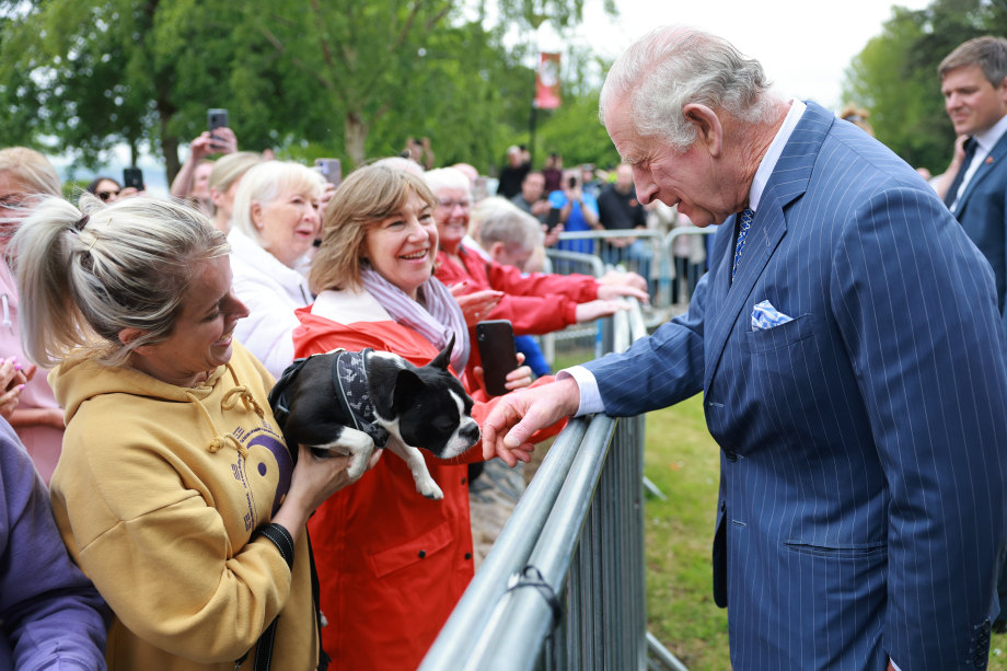 The King meets members of the public in the Coronation Garden