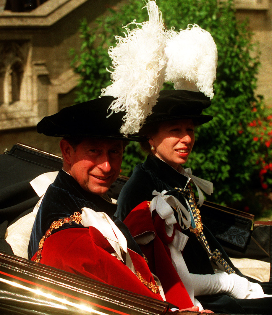 The King (as The Prince of Wales) and The Princess Royal attend Garter Day in 1995