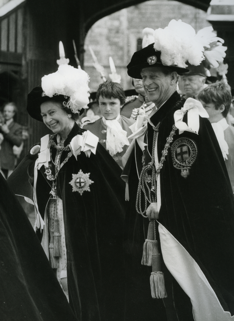 Queen Elizabeth II and Prince Philip attend the Garter Service in 1980
