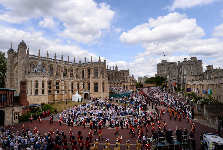 The annual procession for members of the Order of the Garter ahead of the service at St George's Chapel, 2015