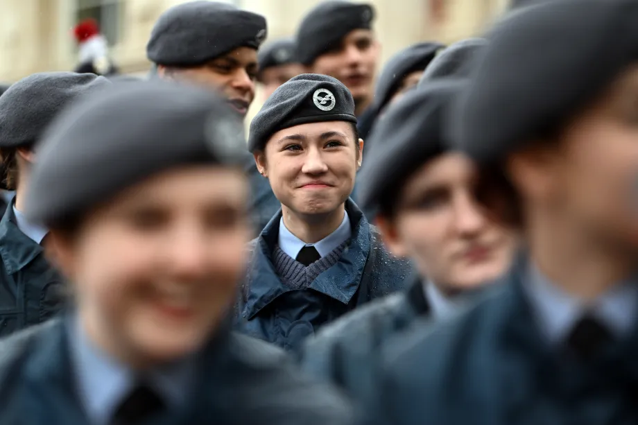 Cadets watch the Coronation procession