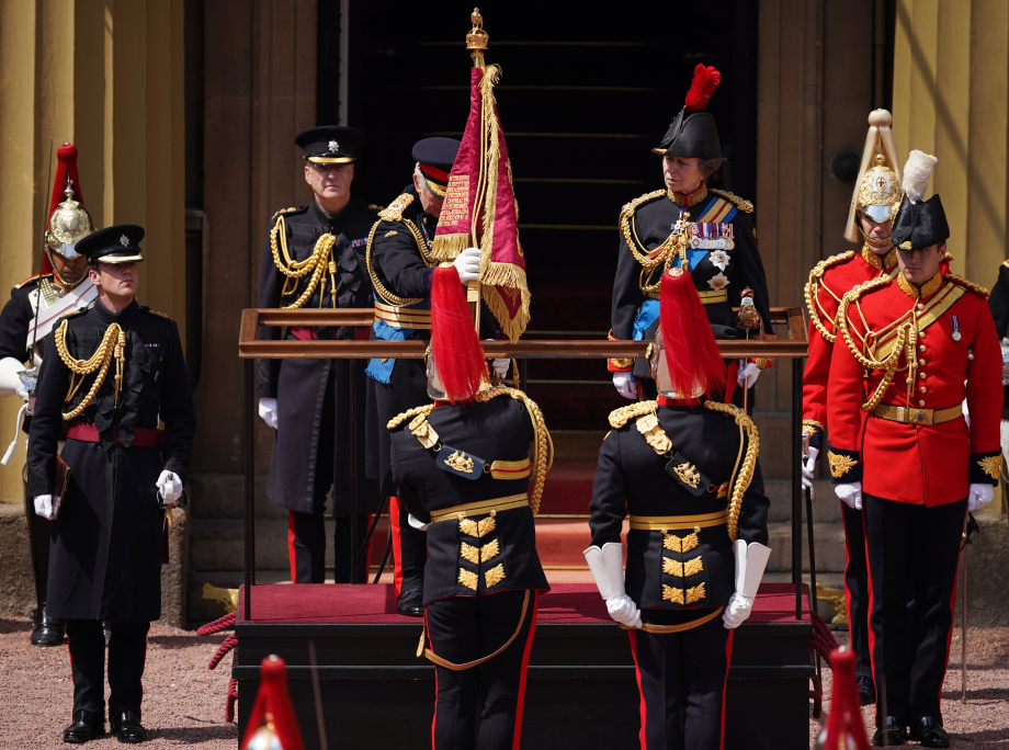 The King presents a new Standard to the Blues and Royals