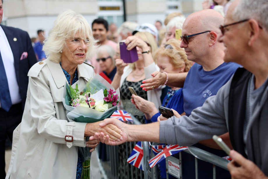 The Queen is greeted by crowds in Poundbury