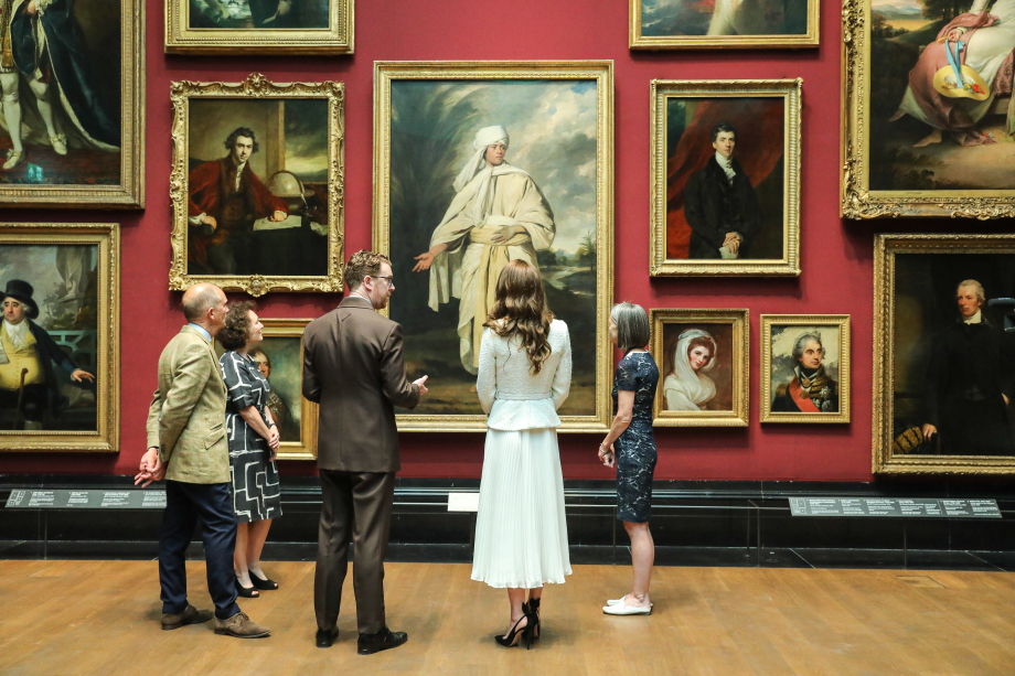 The Princess of Wales viewing Joshua Reynolds Portrait of Omai