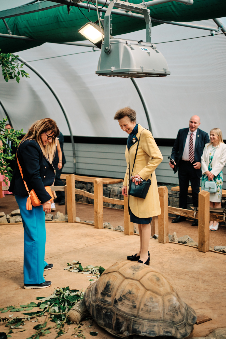 The Princess Royal with a tortoise
