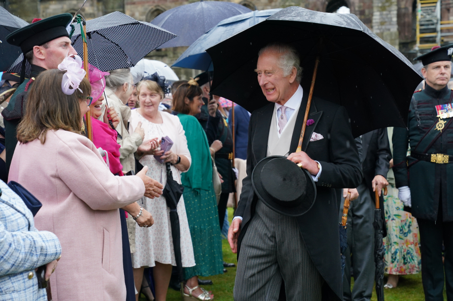 The King meets guests at a Garden Party
