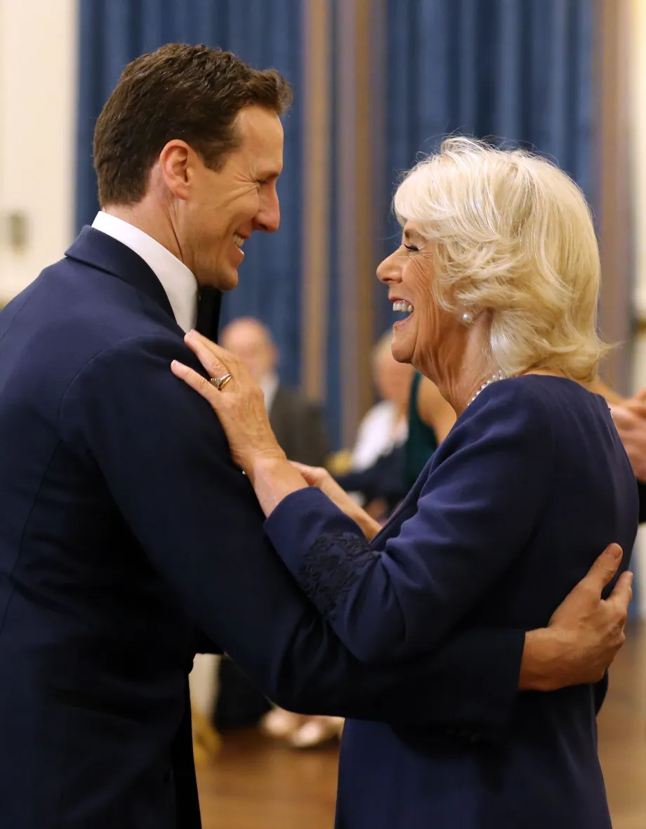 The Queen hosts representatives from the Royal Osteoporosis Society and Strictly Come Dancing for a tea dance