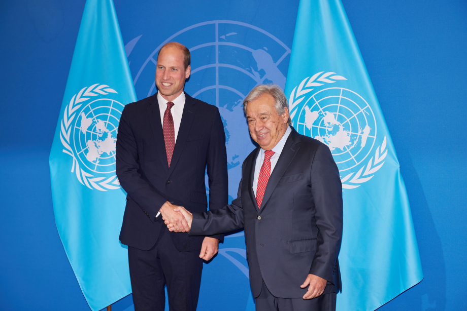 The Prince of Wales shakes hands with UN Secretary General Antonio Guterres