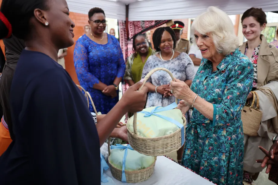 The Queen looks at the kits given to survivors of sexual abuse