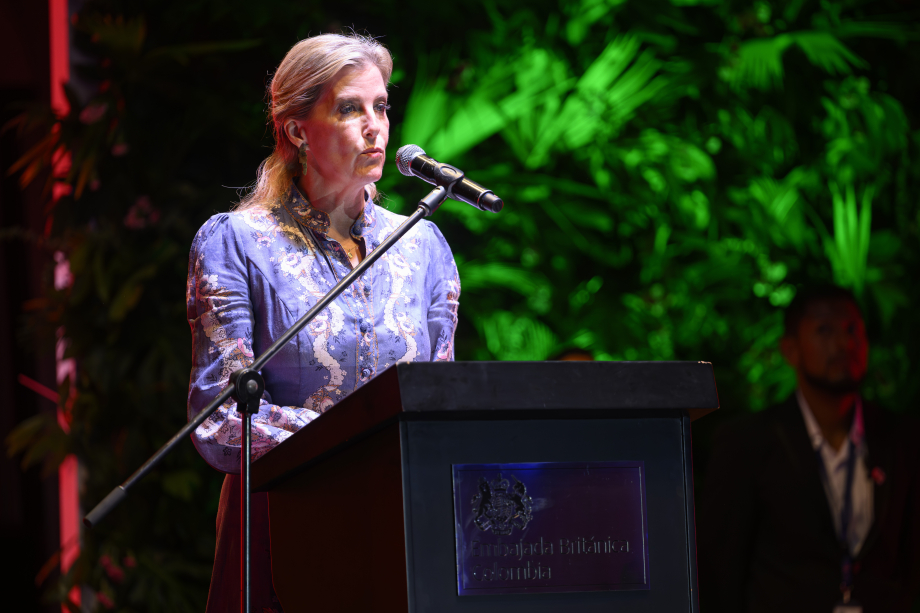 The Duchess of Edinburgh giving a speech in Colombia 