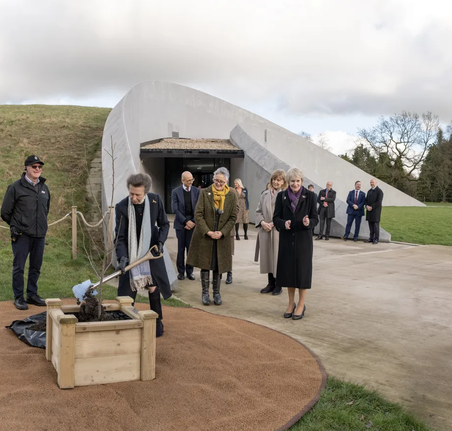 The Princess Royal at the Jodrell Bank Observatory planting a tree