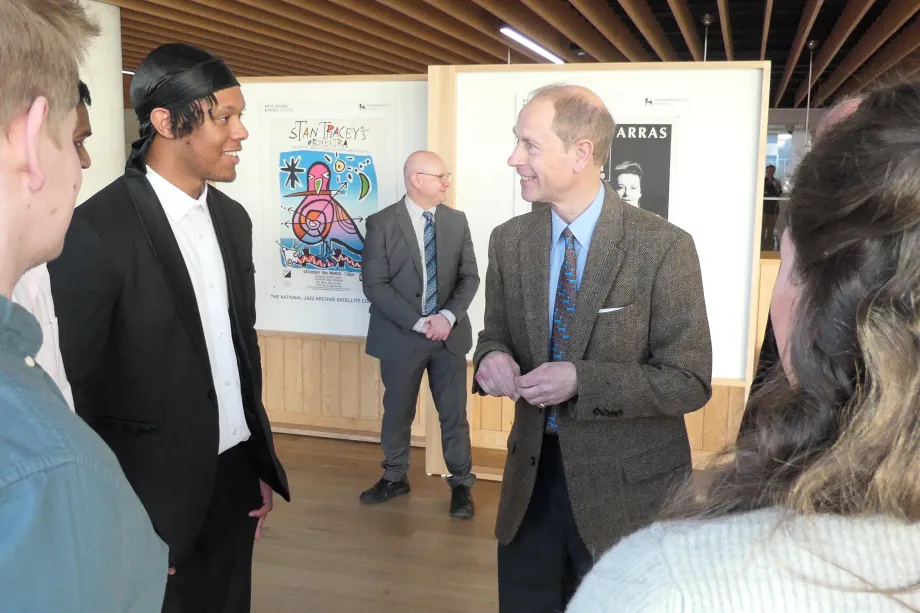 The Duke of Edinburgh talking to students