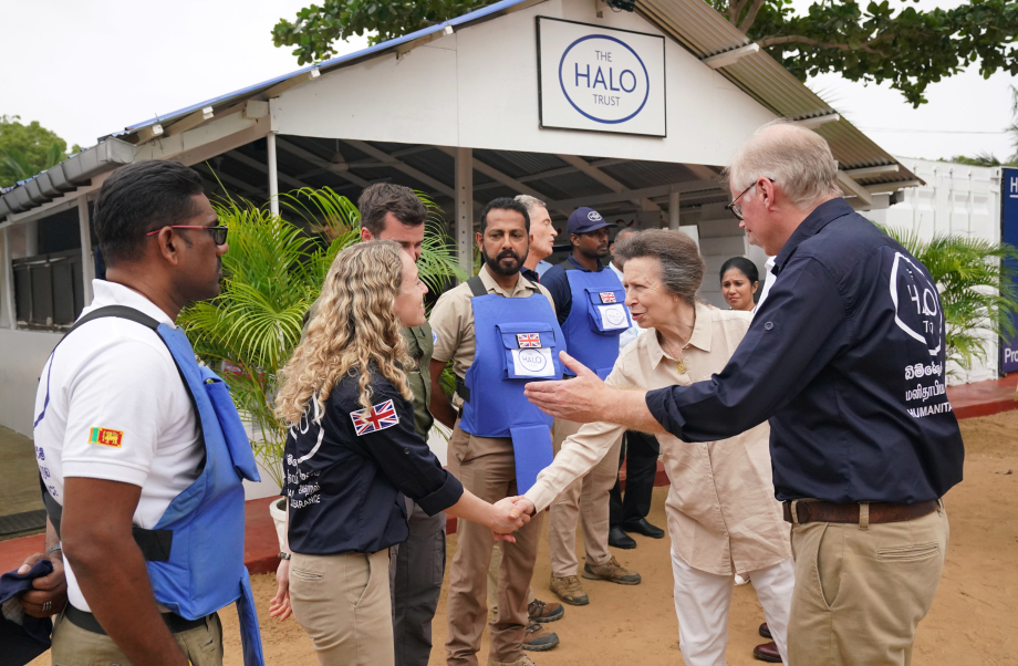 The Princess Royal visits the Halo Trust site in Muhamalai during day two of her visit to mark 75 years of diplomatic relations between the UK and Sri Lanka.