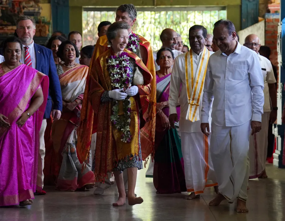 The Princess Royal and her husband Vice Admiral Sir Timothy Laurence during a visit to the British Council in Colombo, Sri Lanka, on day three of a visit to mark 75 years of diplomatic relations between the UK and Sri Lanka. 