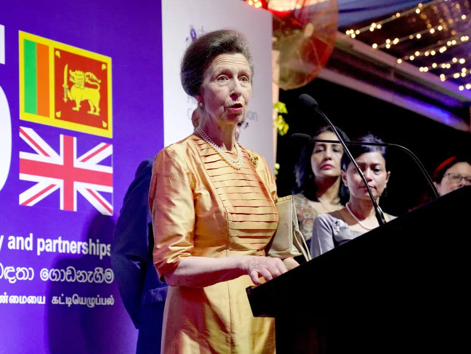 The Princess Royal and her husband Vice Admiral Sir Timothy Laurence during a visit to the British Council in Colombo, Sri Lanka, on day three of a visit to mark 75 years of diplomatic relations between the UK and Sri Lanka. 