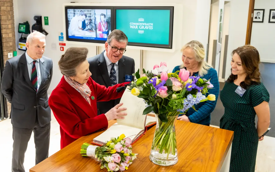 The Princess Royal has visited the Commonwealth War Graves Commission Headquarters for the first time as their President.