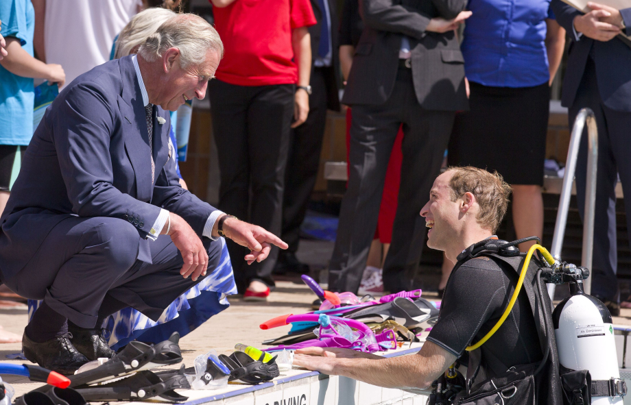 The King and The Prince of Wales at a Sub-Aqua Club engagement