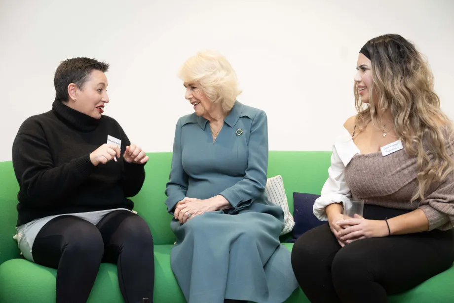 The Queen talking to visitors at Maggie's