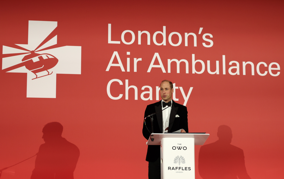 The Prince of Wales, Patron of London's Air Ambulance Charity, delivers a speech during London's Air Ambulance charity gala dinner at Raffles London at The OWO, in Horseguards Avenue, London.