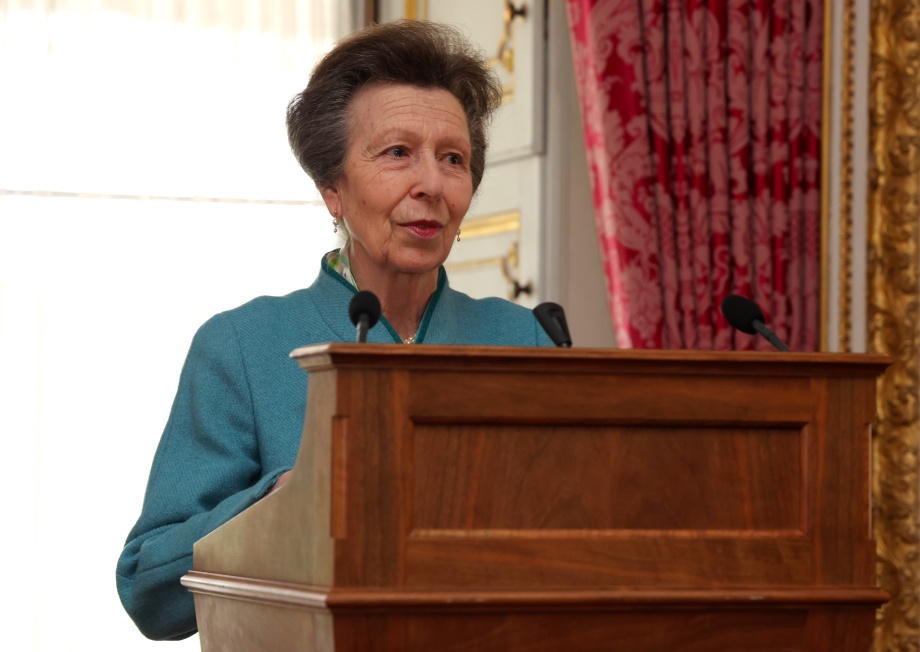 The Princess Royal giving an address to Korean war victims and their families. 