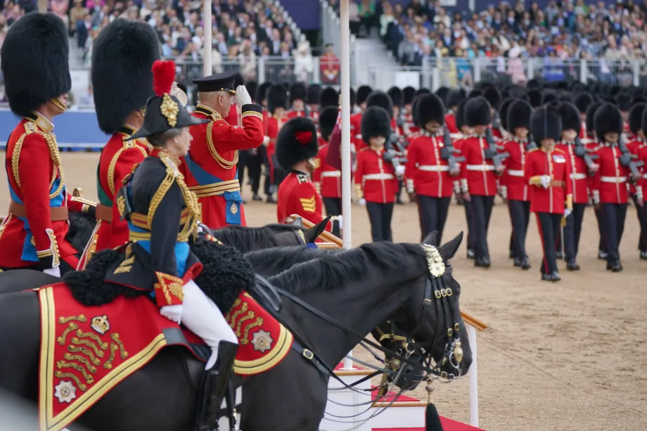 The King takes the salute on Horse Guards Parade