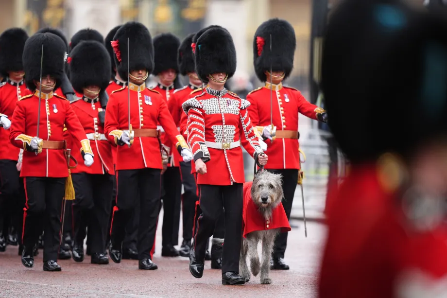 Irish Guards with mascot