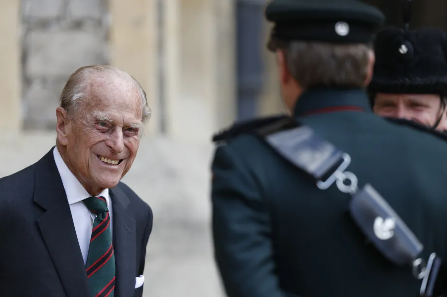 The late Duke of Edinburgh during a ceremony for the transfer of Colonel-in-Chief of the Rifles