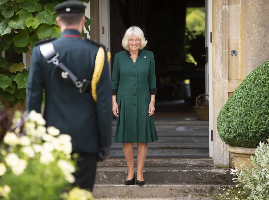 The then Duchess of Cornwall attends a ceremony at Highgrove House for the transfer of the Colonel-in-Chief of the Rifles