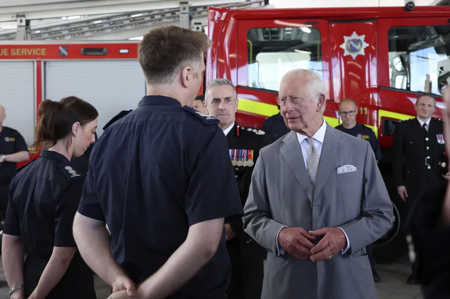 The King meets staff representing Merseyside's emergency services